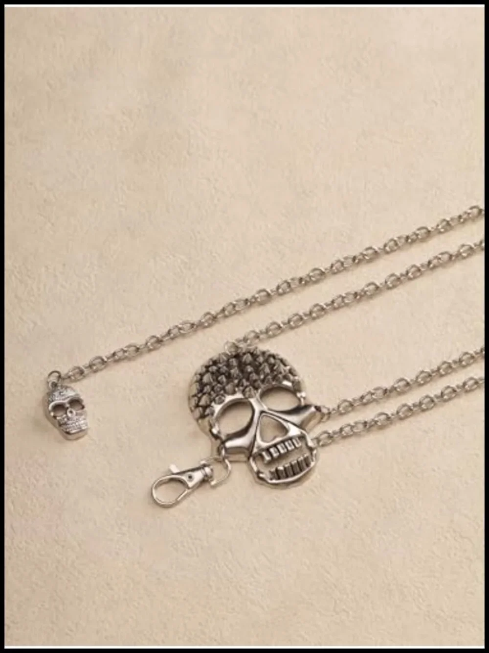 Gothic Skull Chain Belt, Adjustable Silver-tone Waist Chain, Punk Emo Grunge